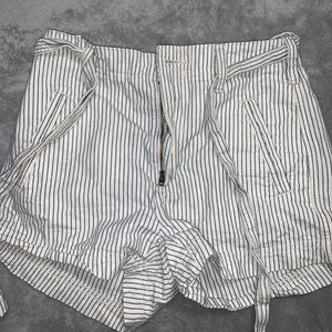 blue and white striped shorts